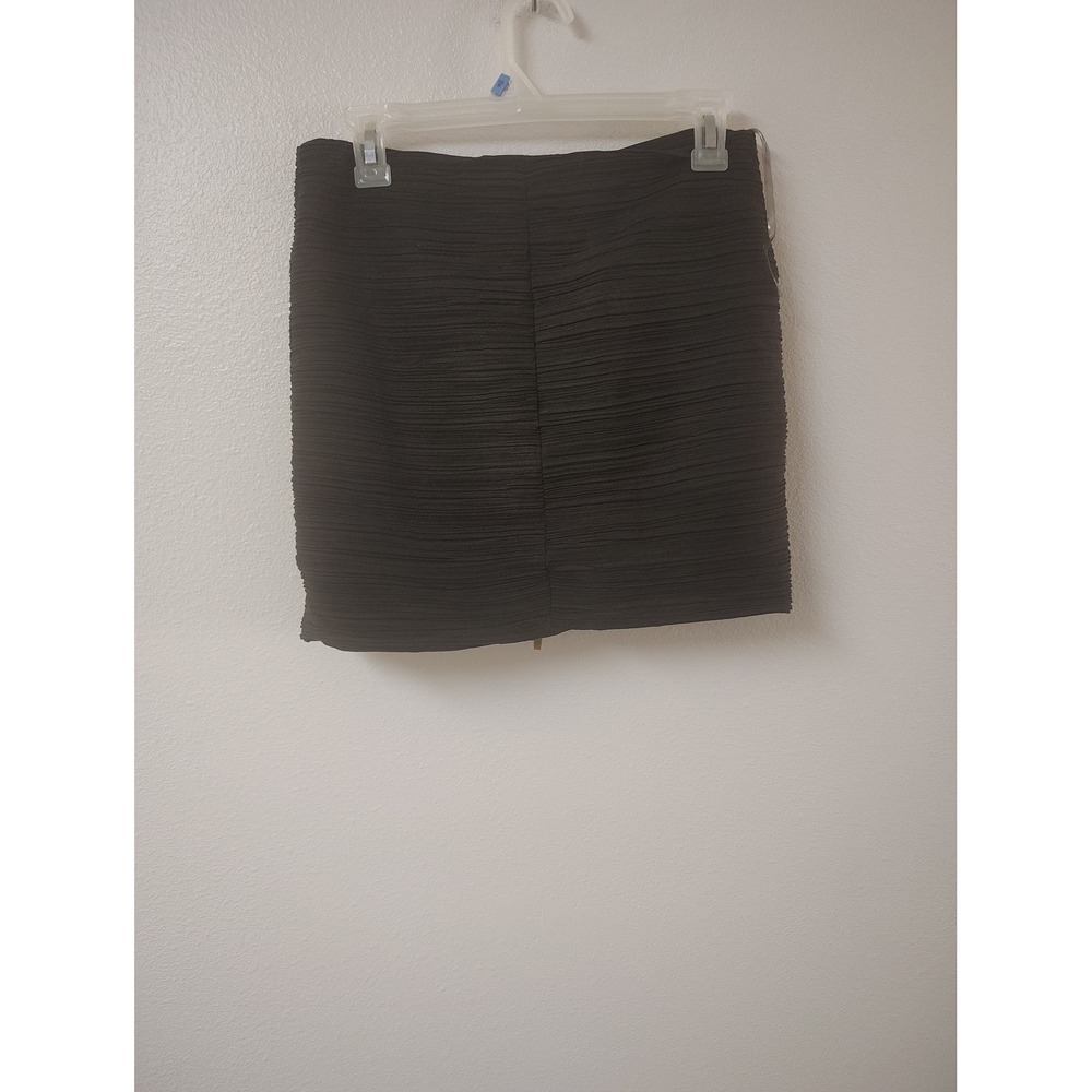 Twenty One Black Studded Zipper Front  Skirt Large L Edgy Night - Picture 3 of 3